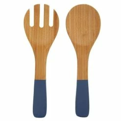 Coastal Home - Bala Bamboo Salad Servers W/Blue Handle 23cm