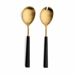 Cutipol - Ebony Matte Black & Gold Salad Set 2pce