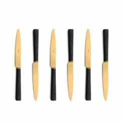 Cutipol - Ebony Matte Black & Gold Steak Knife Set 6pce