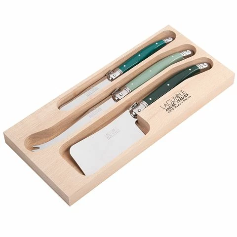 Laguiole - Debutante Cheese Knife Forest Green Set 3pce 3 Laguiole - Debutante Cheese Knife Forest Green Set 3pce