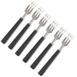 Cutipol - Ebony Black/Matte Steel Pastry Fork 6pce Set