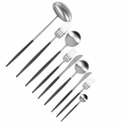 Cutipol - Goa Black/Matte Steel 75pce Boxed Set