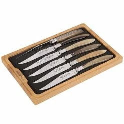 Laguiole - En Aubrac Crocus Solid Horn Steak Knife Set 6pce