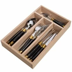 Laguiole - Debutante Cutlery Black With Brass Set 24pce